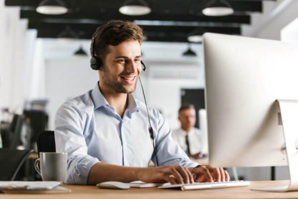 man working with credit union technology